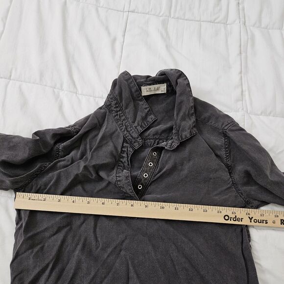 Bella Dahl Dress XS Black Chambray Tencel Roll Tab Coastal Casual Preppy Mini - Picture 9 of 10